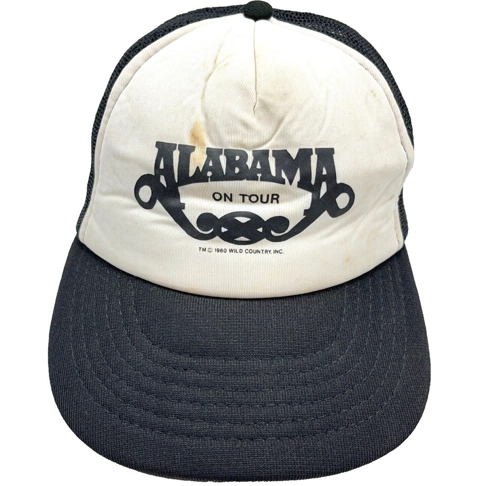 Vintage Alabama Hat Cap Snap Back Mesh Trucker On‎ Tour 1980 Country Band Tee